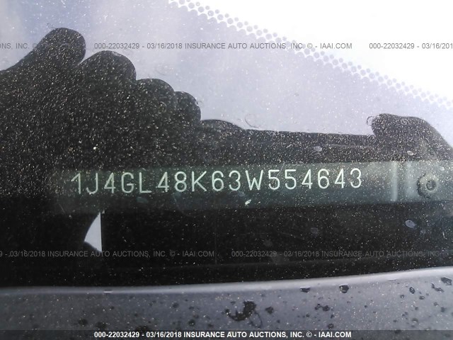 1J4GL48K63W554643 - 2003 JEEP LIBERTY SPORT/FREEDOM მუქწითელი ფოტო 9