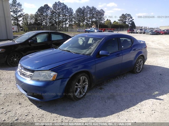 1C3CDZCB5CN189937 - 2012 DODGE AVENGER SXT BLUE photo 2