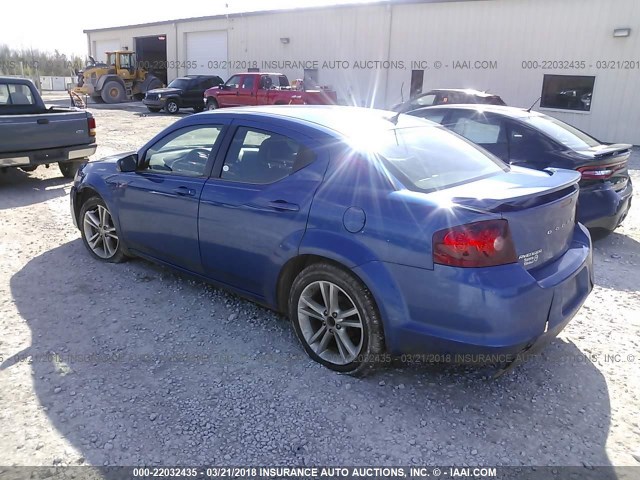 1C3CDZCB5CN189937 - 2012 DODGE AVENGER SXT BLUE photo 3