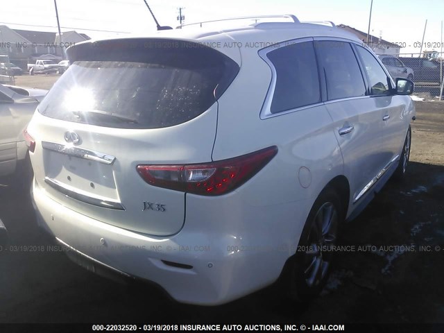 5N1AL0MM8DC325410 - 2013 INFINITI JX35 WHITE photo 4