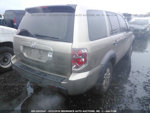 2HKYF18136H529619 - 2006 HONDA PILOT LX GOLD photo 4