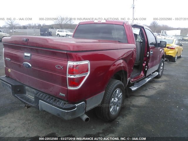 1FTFW1CV9AFD25301 - 2010 FORD F150 SUPERCREW RED photo 4