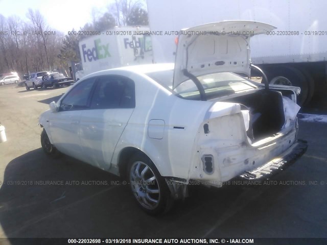 19UUA66285A033633 - 2005 ACURA TL WHITE photo 3