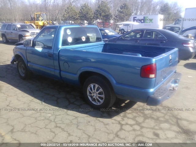 1GCCS145828130986 - 2002 CHEVROLET S TRUCK S10 BLUE photo 3