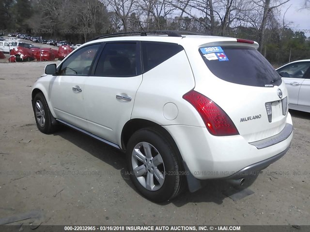 JN8AZ08W87W660866 - 2007 NISSAN MURANO SL/SE/S WHITE photo 3