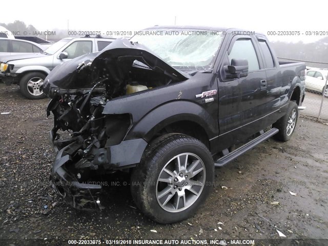 1FTFX1EF8EKE50046 - 2014 FORD F150 SUPER CAB BLACK photo 2