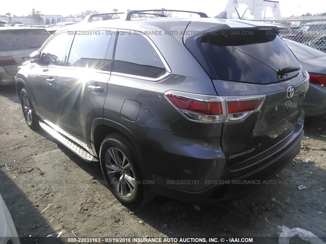 5TDZKRFH0GS137658 - 2016 TOYOTA HIGHLANDER LE/LE PLUS GRAY photo 3