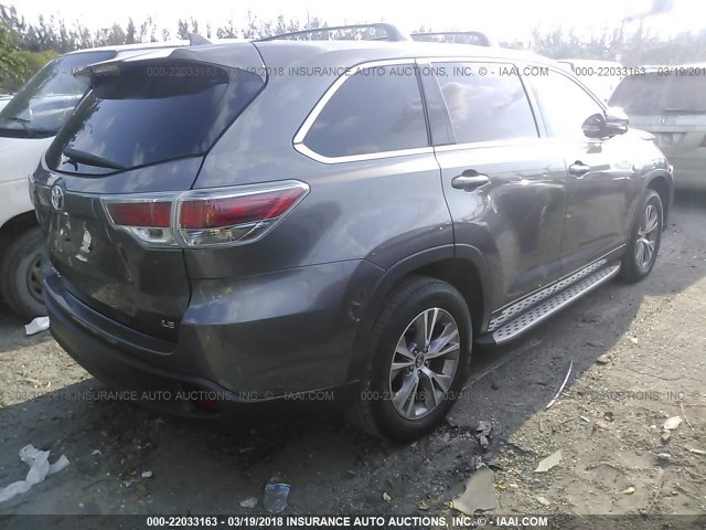 5TDZKRFH0GS137658 - 2016 TOYOTA HIGHLANDER LE/LE PLUS GRAY photo 4