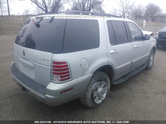 4M2DU86W52UJ25338 - 2002 MERCURY MOUNTAINEER  SILVER photo 4