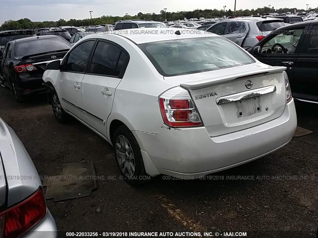 3N1AB6AP0CL684135 - 2012 NISSAN SENTRA 2.0/2.0S/SR/2.0SL WHITE photo 3