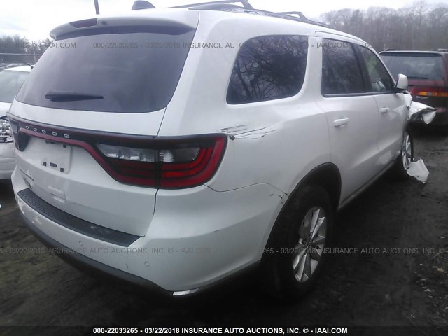 1C4RDJAG4EC354185 - 2014 DODGE DURANGO SXT WHITE photo 4