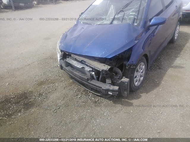 KMHCT4AE7GU085343 - 2016 HYUNDAI ACCENT SE BLUE photo 6