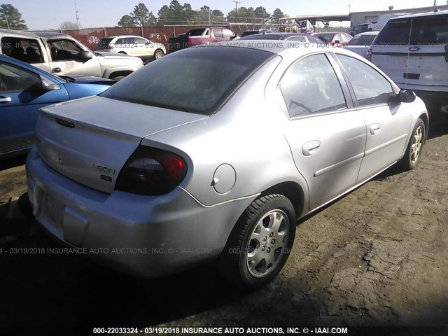 1B3ES56C05D160525 - 2005 DODGE NEON SXT SILVER photo 4