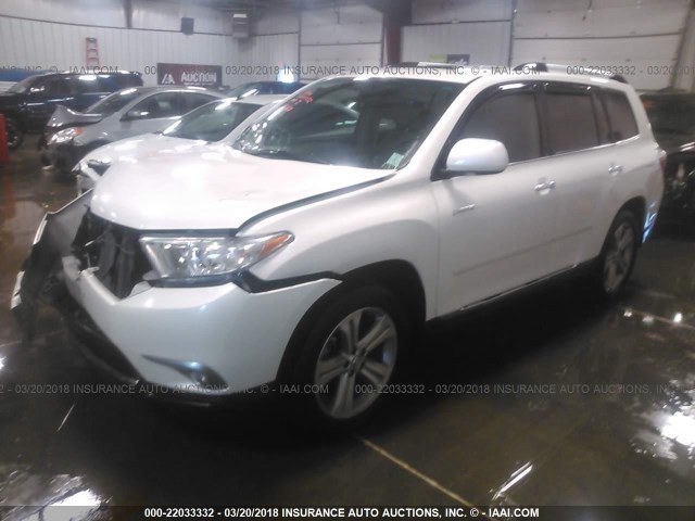 5TDYK3EH9BS048786 - 2011 TOYOTA HIGHLANDER LIMITED WHITE photo 2