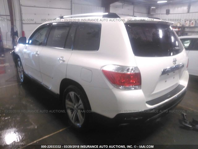 5TDYK3EH9BS048786 - 2011 TOYOTA HIGHLANDER LIMITED WHITE photo 3