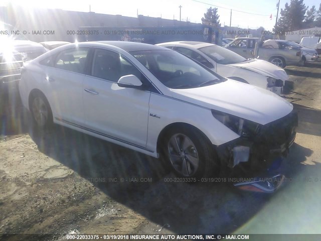 KMHE34L16GA033738 - 2016 HYUNDAI SONATA HYBRID/LIMITED WHITE photo 1