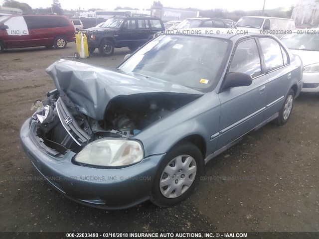 2HGEJ6619YH566687 - 2000 HONDA CIVIC SE TEAL photo 2