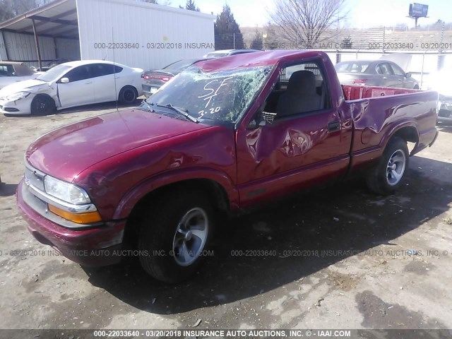 1GCCS1440X8174446 - 1999 CHEVROLET S TRUCK S10 MAROON photo 2