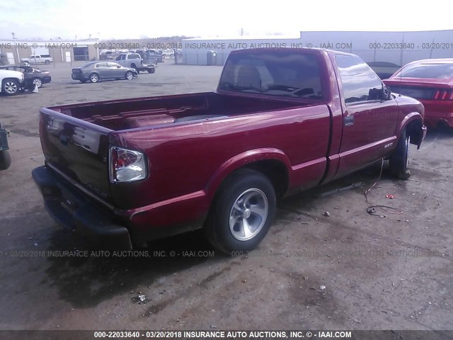 1GCCS1440X8174446 - 1999 CHEVROLET S TRUCK S10 MAROON photo 4