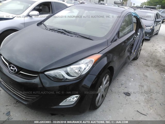 KMHDH4AEXCU334234 - 2012 HYUNDAI ELANTRA GLS/LIMITED BLACK photo 2