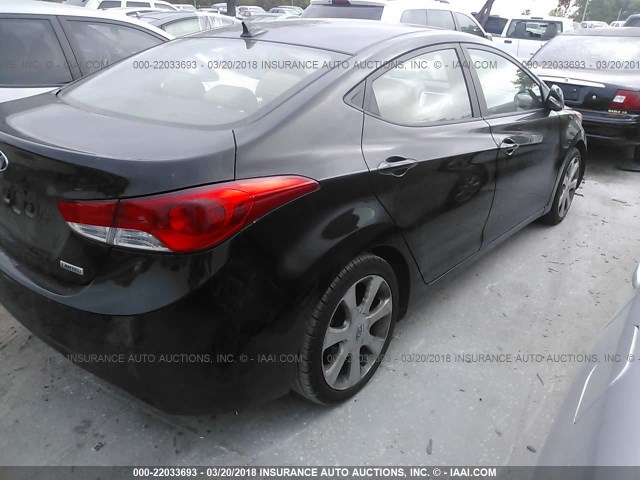 KMHDH4AEXCU334234 - 2012 HYUNDAI ELANTRA GLS/LIMITED BLACK photo 4