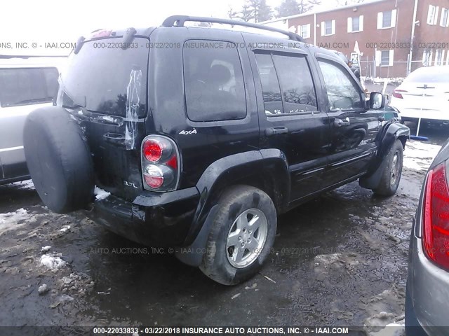 1J8GL58K02W180856 - 2002 JEEP LIBERTY LIMITED BLACK photo 4