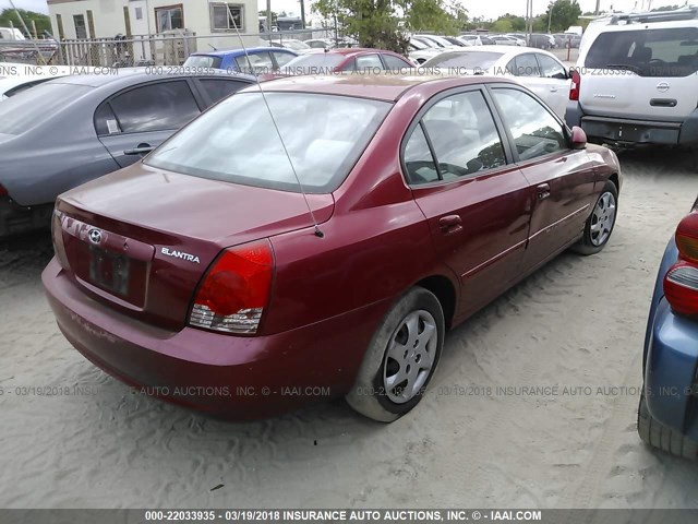 KMHDN46D34U714915 - 2004 HYUNDAI ELANTRA GLS/GT RED photo 4