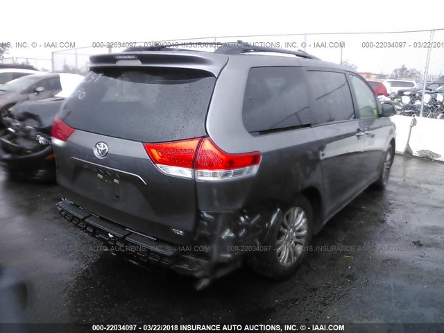 5TDYK3DC9ES516168 - 2014 TOYOTA SIENNA XLE/LIMITED GRAY photo 4