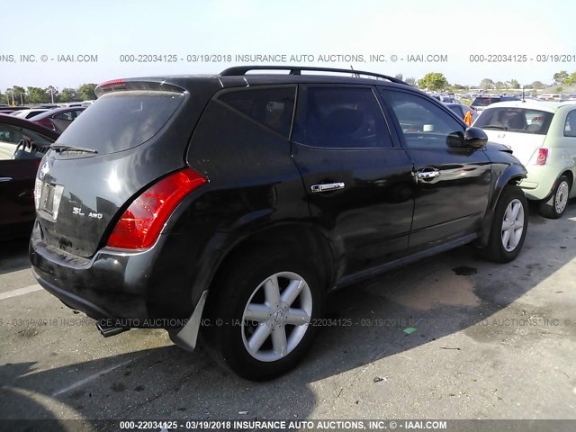 JN8AZ08T95W330981 - 2005 NISSAN MURANO SL/SE/S BLACK photo 4