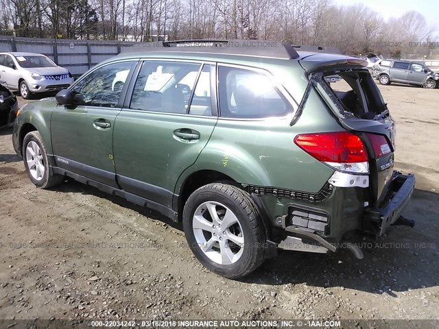 4S4BRBAC7E3224550 - 2014 SUBARU OUTBACK 2.5I GREEN photo 3