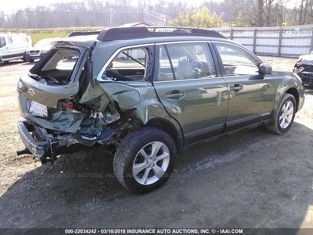 4S4BRBAC7E3224550 - 2014 SUBARU OUTBACK 2.5I GREEN photo 4