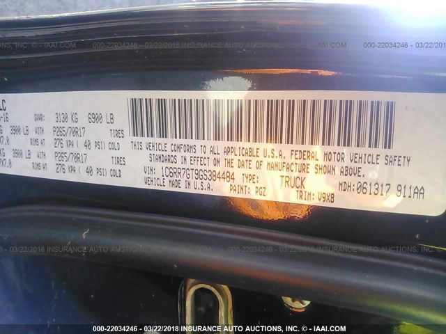 1C6RR7GT9GS384484 - 2016 RAM 1500 SLT GREEN photo 9