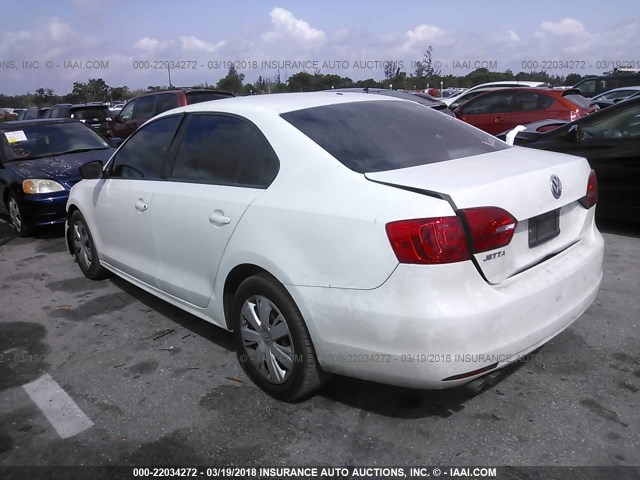 3VW2K7AJ4DM221569 - 2013 VOLKSWAGEN JETTA S 白色 照片 3