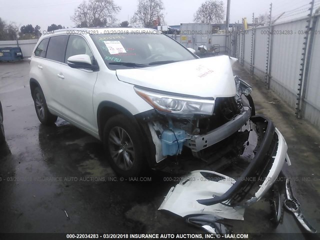 5TDKKRFHXFS104781 - 2015 TOYOTA HIGHLANDER XLE თეთრი ფოტო 1