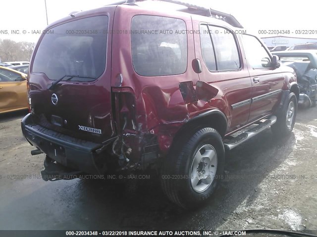 5N1ED28Y42C501762 - 2002 NISSAN XTERRA XE/SE RED photo 4