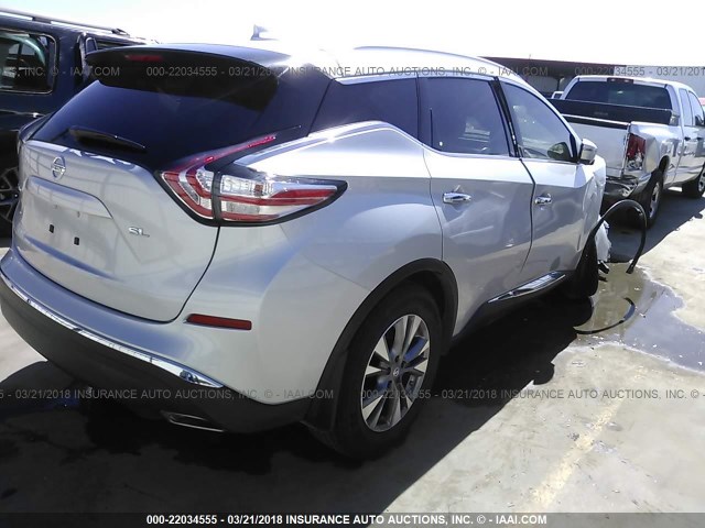 5N1AZ2MG1HN179995 - 2017 NISSAN MURANO S/SL/SV/PLATINUM SILVER photo 4