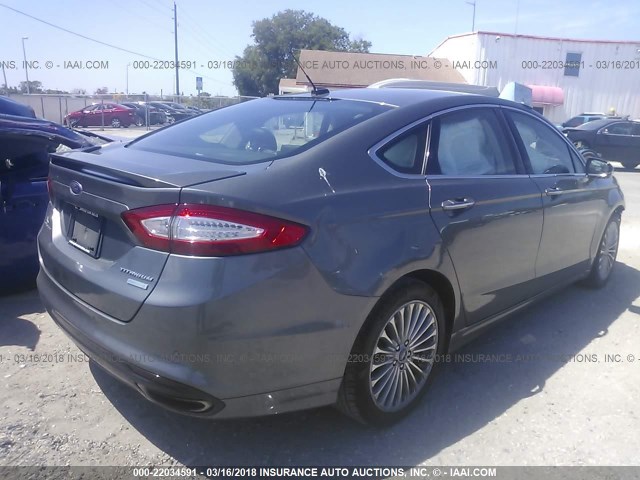 3FA6P0K97ER299839 - 2014 FORD FUSION TITANIUM GRAY photo 4