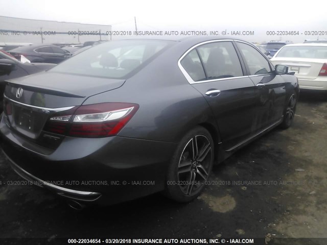 1HGCR2F55GA142884 - 2016 HONDA ACCORD SPORT GRAY photo 4