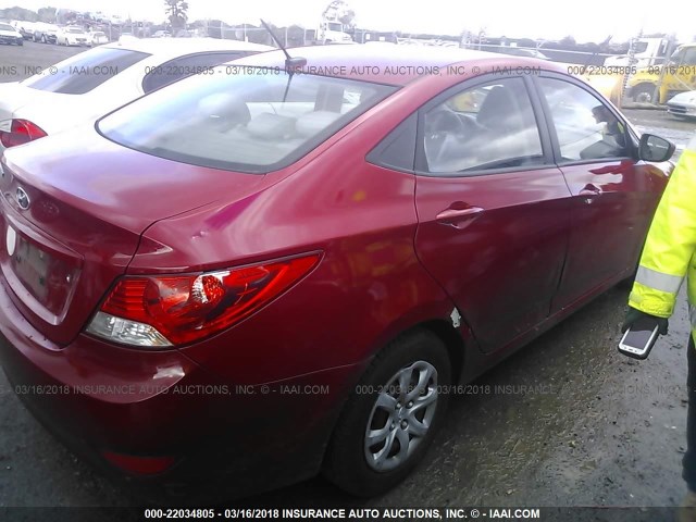 KMHCT4AE9CU206058 - 2012 HYUNDAI ACCENT GLS/GS RED photo 4