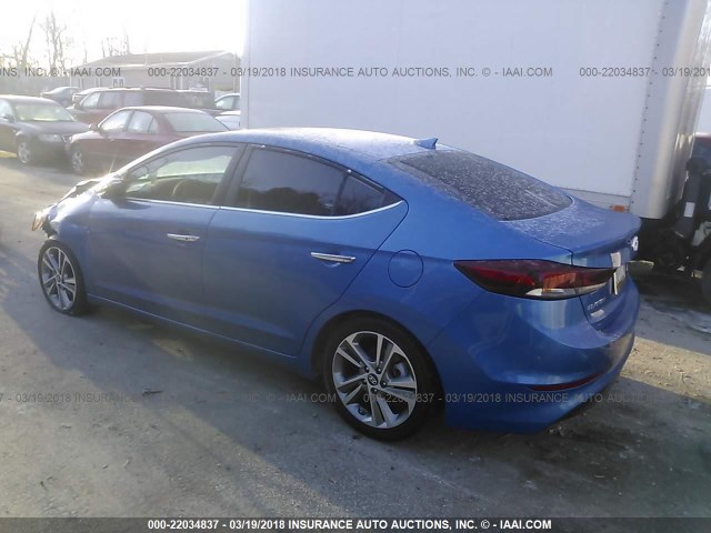 KMHD84LF3HU314369 - 2017 HYUNDAI ELANTRA SE/VALUE/LIMITED BLUE photo 3