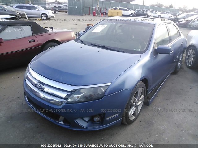 3FAHP0KC2AR103482 - 2010 FORD FUSION SPORT BLUE photo 2