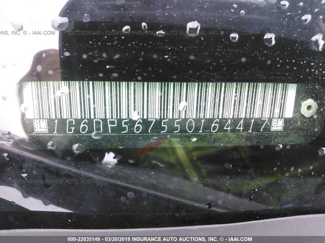 1G6DP567550164417 - 2005 CADILLAC CTS HI FEATURE V6 SILVER photo 9