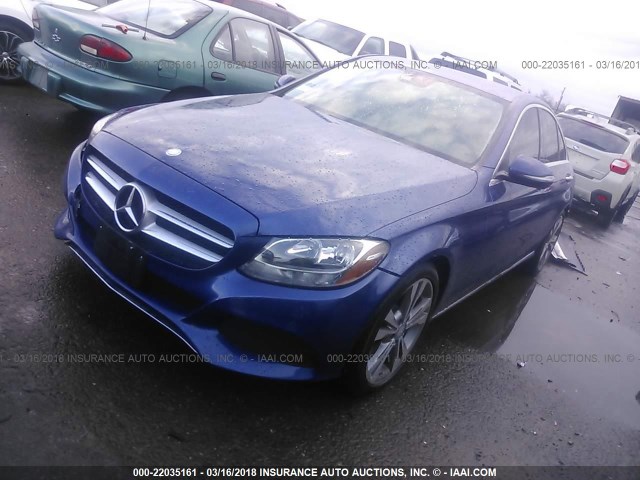 55SWF4JB9HU197522 - 2017 MERCEDES-BENZ C 300 BLUE photo 2