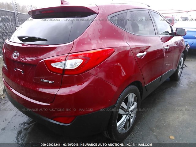 KM8JU3AG3EU794039 - 2014 HYUNDAI Tucson GLS/LIMITED/SE MAROON photo 4