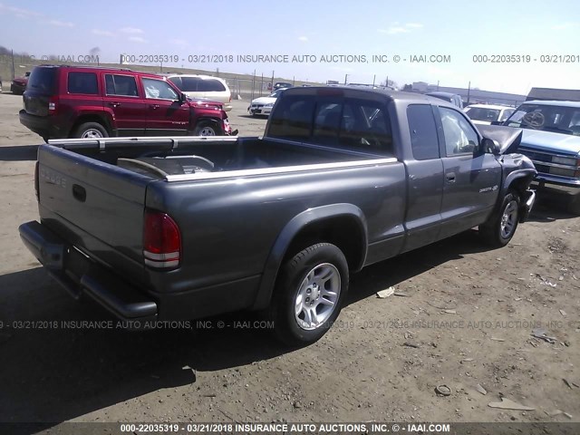 1B7GL12X62S529272 - 2002 DODGE DAKOTA SXT GRAY photo 4