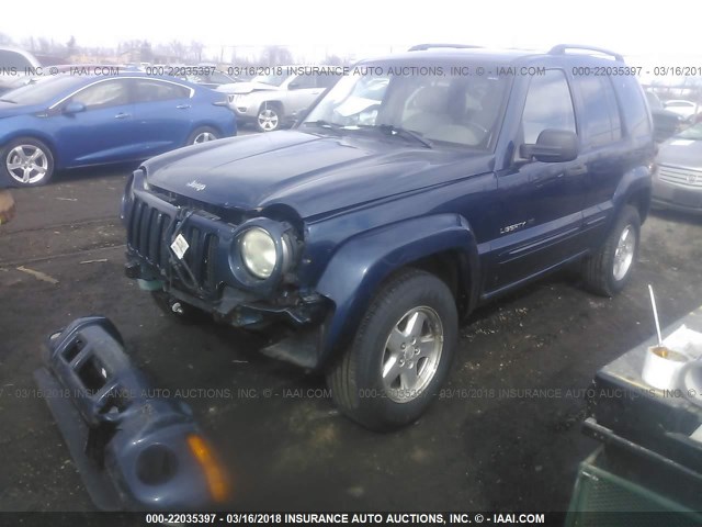 1J8GL58K12W284160 - 2002 JEEP LIBERTY LIMITED BLUE photo 2