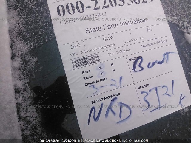 WBAGN63463DR09680 - 2003 BMW 745 LI WHITE photo 7