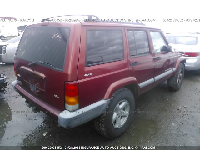 1J4FF68S0XL677568 - 1999 JEEP CHEROKEE SPORT/CLASSIC RED photo 4