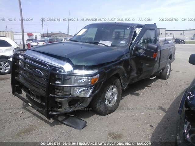 1FT7X2B68BEB04135 - 2011 FORD F250 SUPER DUTY GREEN photo 2