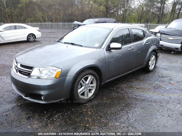 1C3CDZCB6DN625728 - 2013 DODGE AVENGER SXT GRAY photo 2